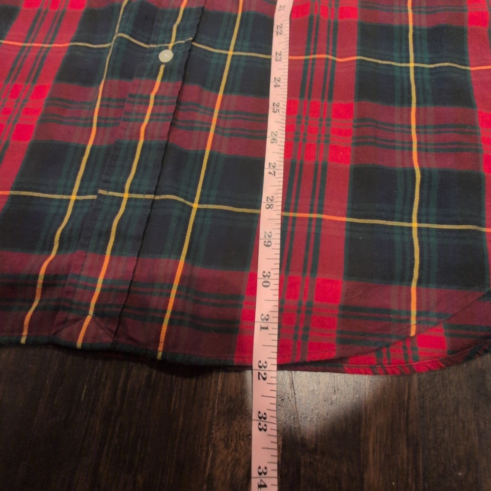 Vintage Polo Ralph Lauren Golf Tilden Plaid Long Sleeve Shirt Mens L Red Green - Picture 6 of 6